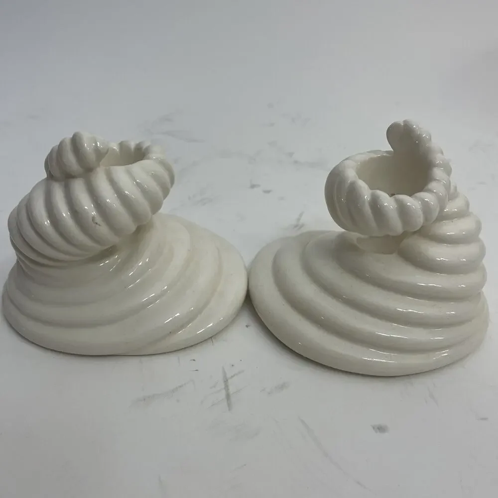 Ram Horn ceramic candelabra Vintage candle holder Set Of 2 - 70s - UNC Tarheels
